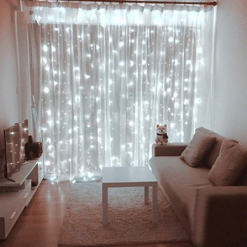 Honche Led Curtain String Lights with Remote for Bedroom Wedding Party Festive Season Propose Marriage Window Christmas Decorations(Bright White) - Image 3